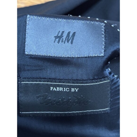 H&M Mens Blazer Jacket Size 38R Black Marzotto Wool Solid 2 Button Sport Coat - Picture 5 of 7